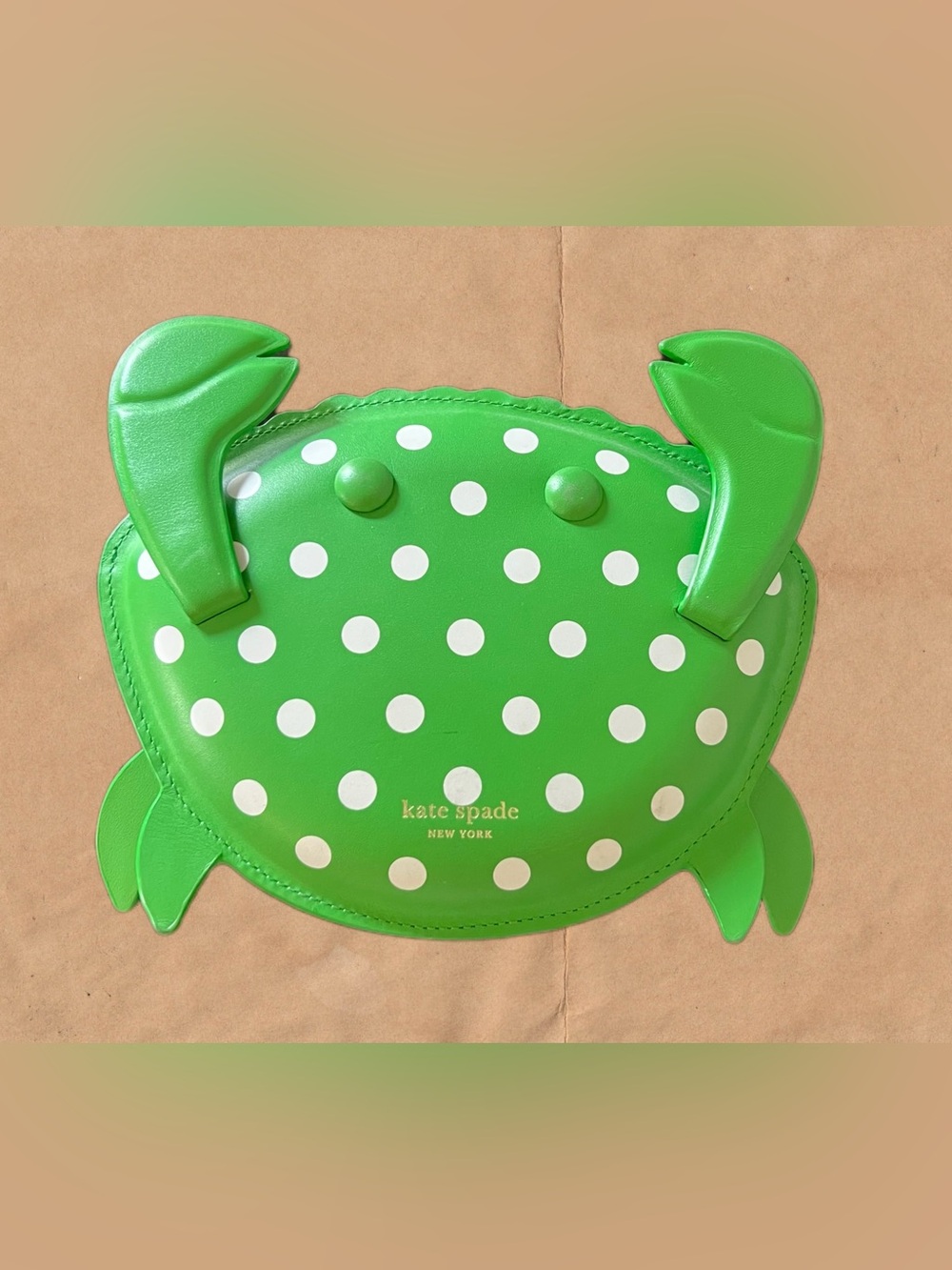 kate spade Green and White Polka Dot Crab Crossbody Bag